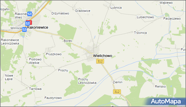 mapa Wielichowo powiat grodziski, Wielichowo powiat grodziski na mapie Targeo