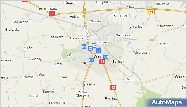 mapa Wieluń, Wieluń na mapie Targeo