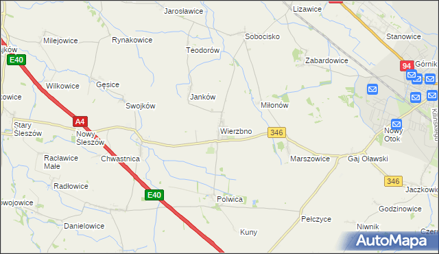 mapa Wierzbno gmina Domaniów, Wierzbno gmina Domaniów na mapie Targeo