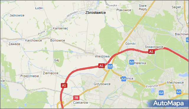 mapa Wieszowa, Wieszowa na mapie Targeo