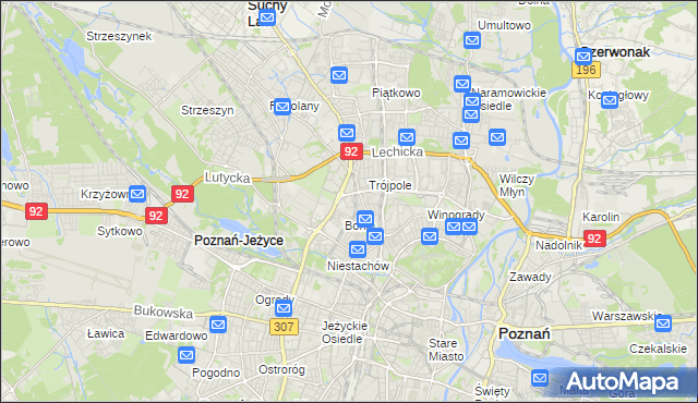 mapa Winiary gmina Poznań, Winiary gmina Poznań na mapie Targeo