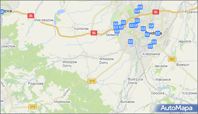 mapa Witoszów Dolny, Witoszów Dolny na mapie Targeo