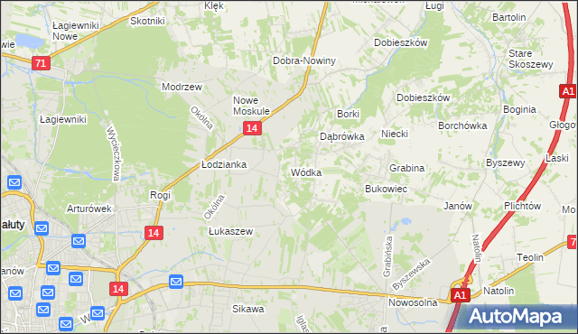 mapa Wódka gmina Nowosolna, Wódka gmina Nowosolna na mapie Targeo