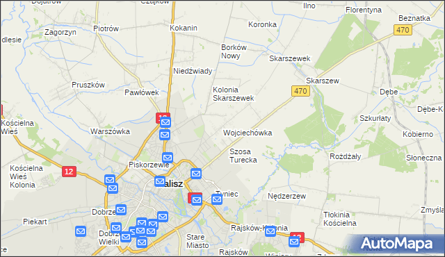 mapa Wojciechówka gmina Żelazków, Wojciechówka gmina Żelazków na mapie Targeo