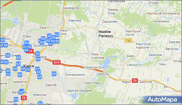 mapa Wola Kopcowa, Wola Kopcowa na mapie Targeo