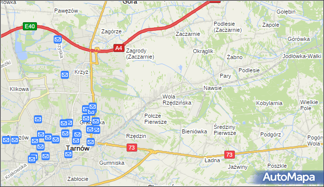 mapa Wola Rzędzińska, Wola Rzędzińska na mapie Targeo