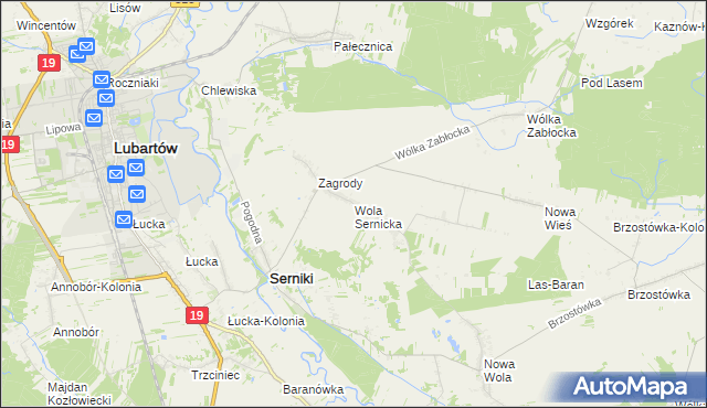mapa Wola Sernicka, Wola Sernicka na mapie Targeo