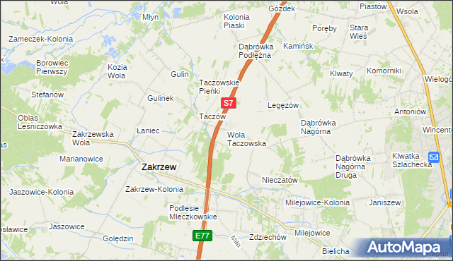 mapa Wola Taczowska, Wola Taczowska na mapie Targeo
