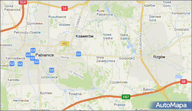 mapa Wola Zaradzyńska, Wola Zaradzyńska na mapie Targeo