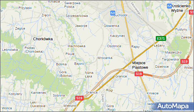 mapa Wrocanka gmina Miejsce Piastowe, Wrocanka gmina Miejsce Piastowe na mapie Targeo