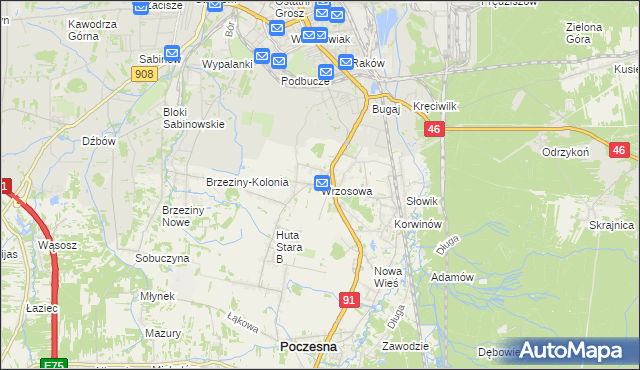 mapa Wrzosowa, Wrzosowa na mapie Targeo