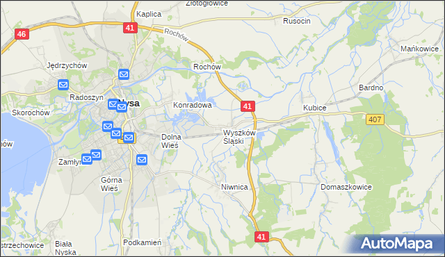 mapa Wyszków Śląski, Wyszków Śląski na mapie Targeo