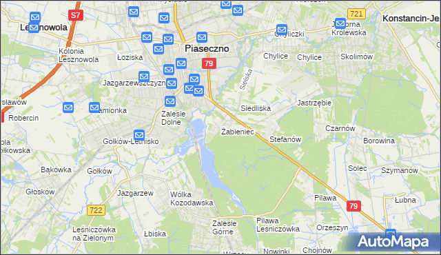 mapa Żabieniec gmina Piaseczno, Żabieniec gmina Piaseczno na mapie Targeo