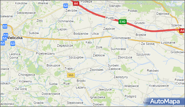 mapa Zabłocie gmina Biskupice, Zabłocie gmina Biskupice na mapie Targeo