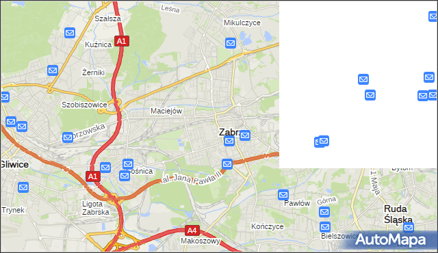 mapa Zabrza, Zabrze na mapie Targeo