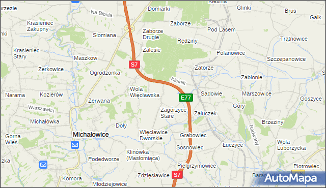 mapa Zagórzyce Dworskie, Zagórzyce Dworskie na mapie Targeo
