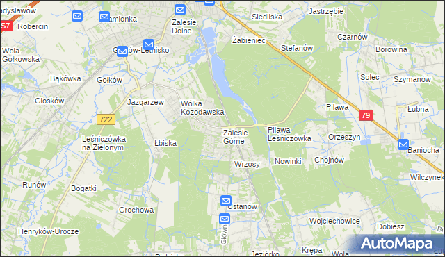 mapa Zalesie Górne, Zalesie Górne na mapie Targeo