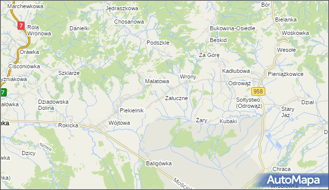 mapa Załuczne, Załuczne na mapie Targeo