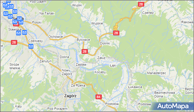 mapa Załuż, Załuż na mapie Targeo