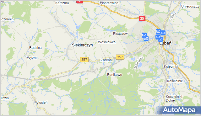 mapa Zaręba gmina Siekierczyn, Zaręba gmina Siekierczyn na mapie Targeo