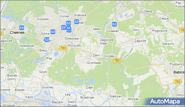 mapa Żarki gmina Libiąż, Żarki gmina Libiąż na mapie Targeo