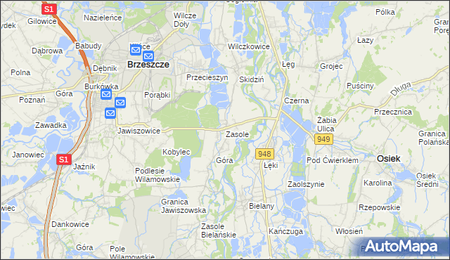 mapa Zasole, Zasole na mapie Targeo