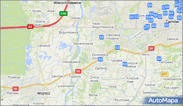 mapa Zbylitowska Góra, Zbylitowska Góra na mapie Targeo