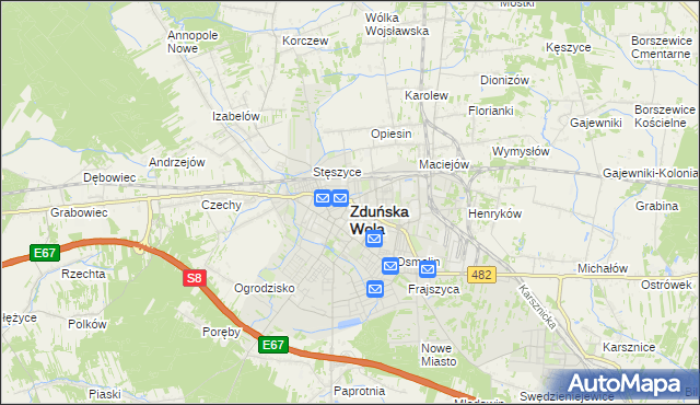 mapa Zduńska Wola, Zduńska Wola na mapie Targeo