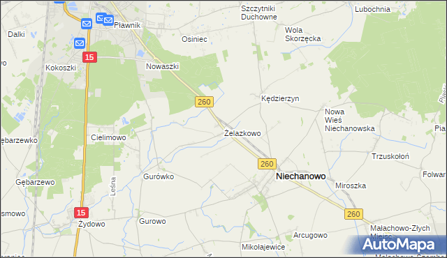 mapa Żelazkowo gmina Niechanowo, Żelazkowo gmina Niechanowo na mapie Targeo