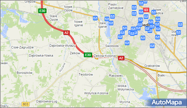 mapa Żelków-Kolonia, Żelków-Kolonia na mapie Targeo