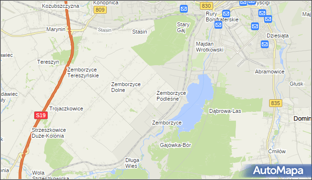 mapa Zemborzyce Podleśne, Zemborzyce Podleśne na mapie Targeo