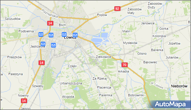 mapa Zielkowice, Zielkowice na mapie Targeo