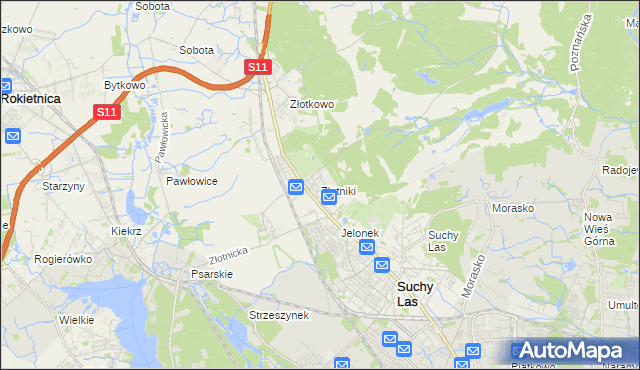 mapa Złotniki gmina Suchy Las, Złotniki gmina Suchy Las na mapie Targeo