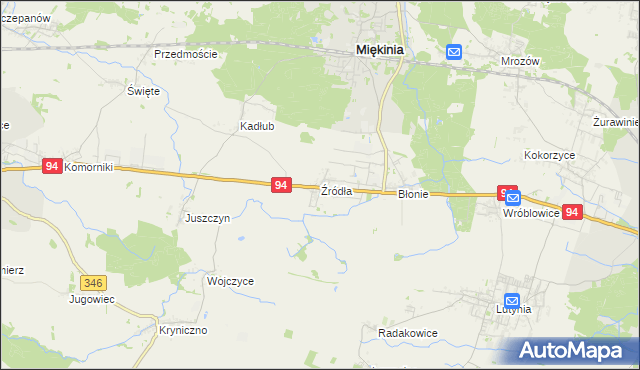 mapa Źródła gmina Miękinia, Źródła gmina Miękinia na mapie Targeo