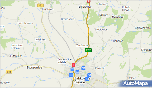 mapa Zwrócona, Zwrócona na mapie Targeo