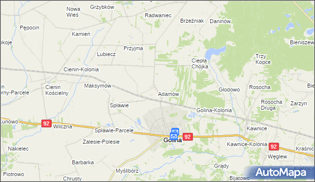 mapa Adamów gmina Golina, Adamów gmina Golina na mapie Targeo