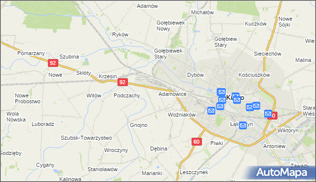 mapa Adamowice gmina Kutno, Adamowice gmina Kutno na mapie Targeo