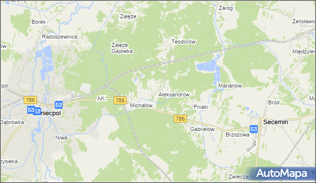 mapa Aleksandrów gmina Koniecpol, Aleksandrów gmina Koniecpol na mapie Targeo