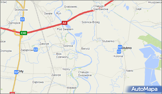 mapa Barycz gmina Stubno, Barycz gmina Stubno na mapie Targeo
