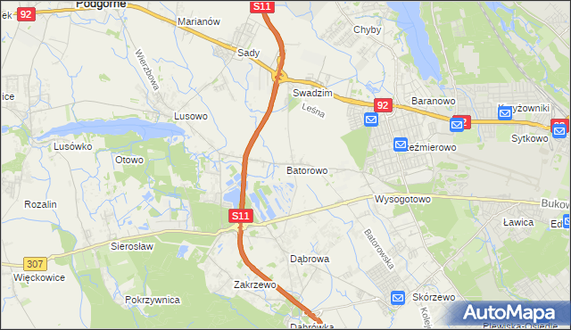 mapa Batorowo gmina Tarnowo Podgórne, Batorowo gmina Tarnowo Podgórne na mapie Targeo