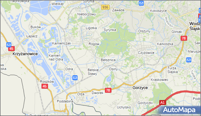 mapa Bełsznica, Bełsznica na mapie Targeo