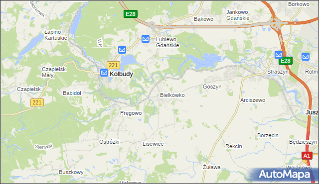 mapa Bielkówko, Bielkówko na mapie Targeo