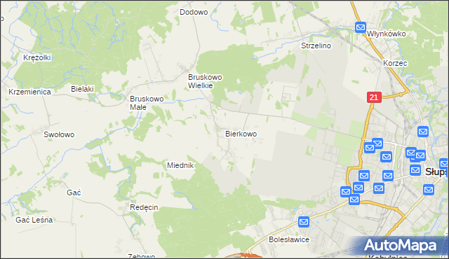 mapa Bierkowo, Bierkowo na mapie Targeo