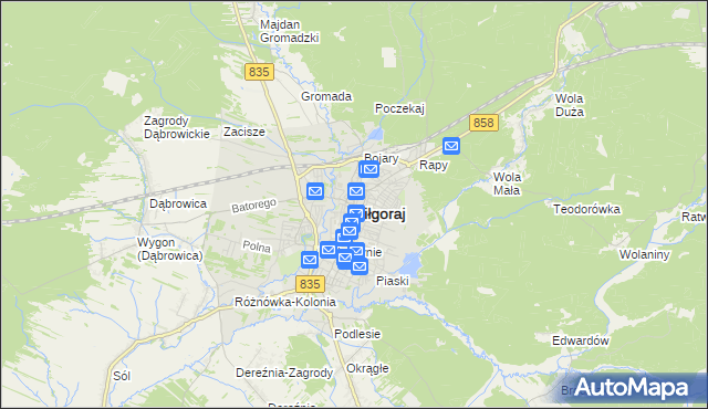 mapa Biłgoraj, Biłgoraj na mapie Targeo