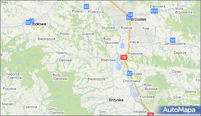 mapa Błażkowa gmina Brzyska, Błażkowa gmina Brzyska na mapie Targeo