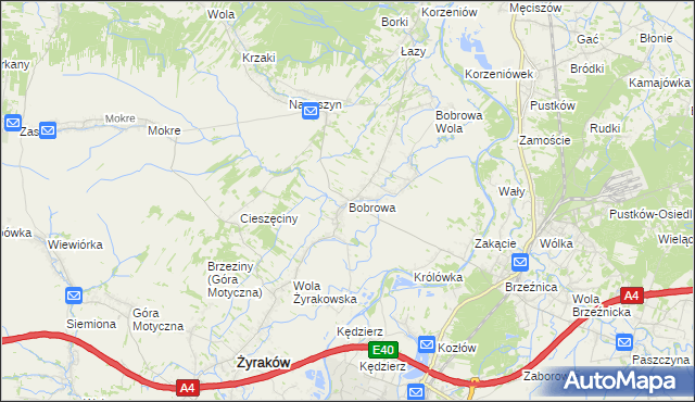mapa Bobrowa gmina Żyraków, Bobrowa gmina Żyraków na mapie Targeo