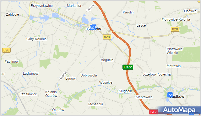 mapa Bogucin gmina Garbów, Bogucin gmina Garbów na mapie Targeo