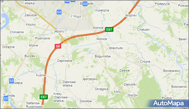 mapa Bogumiłów gmina Sieradz, Bogumiłów gmina Sieradz na mapie Targeo