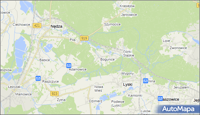 mapa Bogunice, Bogunice na mapie Targeo
