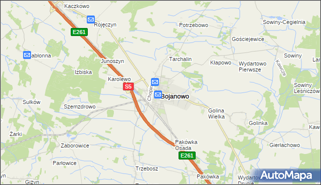 mapa Bojanowo powiat rawicki, Bojanowo powiat rawicki na mapie Targeo
